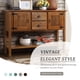 thumbnail image 2 of 48'' Solid Wood Sideboard Console Table with 2 Drawers and Cabinets and Bottom Shelf, Retro Style Storage Dining Buffet Server Cabinet for Living Room Kitchen Dining Room(Brown), 2 of 3