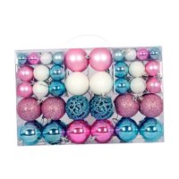 Magideal - 100X Adornos De Bolas De Navidad Decoraciones Colgantes Para De Navidad Bolas De Navidad Para Boda Fiesta De Graduación Aniversario De Año Nuevo Azul Blanco Rosa