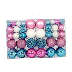 Magideal - 100X Adornos De Bolas De Navidad Decoraciones Colgantes Para De Navidad Bolas De Navidad Para Boda Fiesta De Graduación Aniversario De Año Nuevo Azul Blanco Rosa