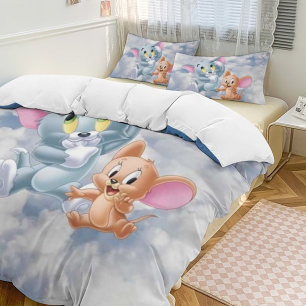 Tom And JerryCartoon Collection 3-Piece Comforter Set, Personalized Bedding Decor for Kids And Teens Bed Sheets