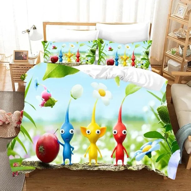 ed Pikmins Game Bedding Set Boys Girls Twin Queen Size Duvet Cover Pillowcase Bed Boys Adult Fashion Home TextileextileBed Sheets
