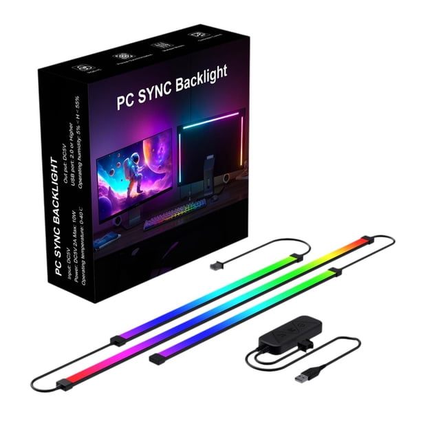Barra de luz RGB, barra de luz de escritorio, música versátil, decorativa, barra de luz de TV, accesorio de habitación para oficina, sala de juegos, d 27 pulgadas