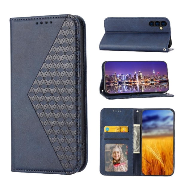 Funda Flip FOXDOCK para Samsung Galaxy M14 5G , Estilo Billetera con Diseño Rombo, Correa de Mano y Soporte, Uso Diario