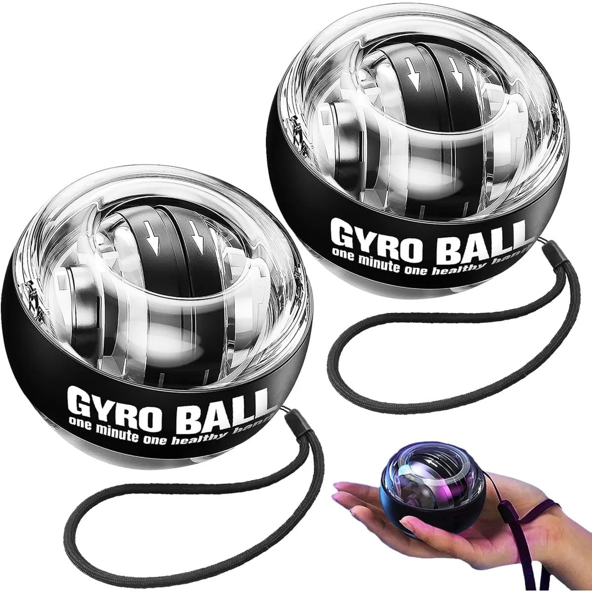 Genérica - 2pcs Ejercitador Power Ball Gyro Ball Giroscopio Ejercicio Manos