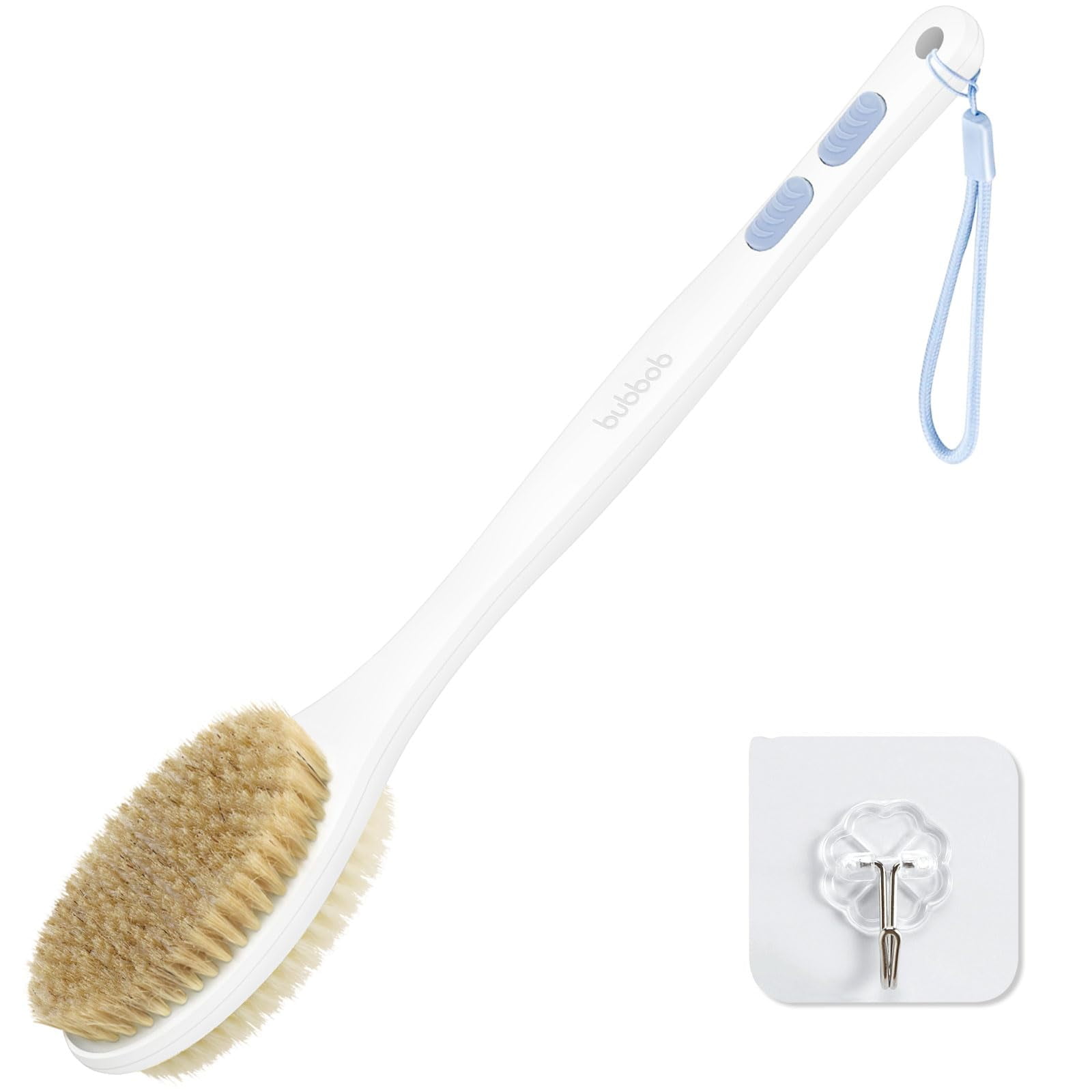 Fregadora Trasera Bubbob Para Ducha Con Mango Largo, Azul