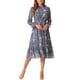 thumbnail image 1 of INSPIRE CHIC Vestido de Mujer Floral con Cuello Mock, Volantes, Manga Larga, Flowy, Chiffon, Corte A-Line, Midi, Gris Azul, 1 of 6