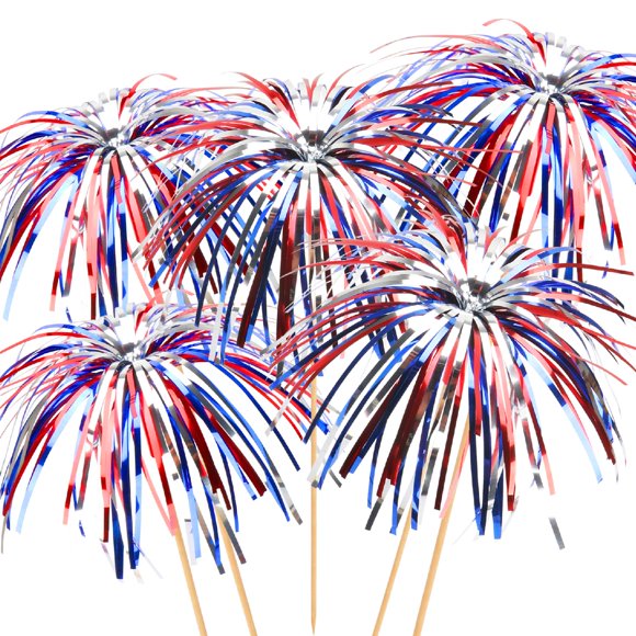 FATLODA 100 piezas de palillos de cóctel de 15 cm con diseño de fuegos artificiales