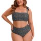 thumbnail image 5 of Agnes Orinda Conjunto de Bikini de Dos Piezas para Mujer Talla Grande de Escuela Colegio con Cintura Alta Ajustable Control de Abdomen Realce para Vacaciones en la Playa Talla 1X Negro, 5 of 6