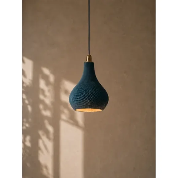 Lámpara Colgante de Techo SLVJE Indigo E27 Impresa en 3D Azul + Ampolleta