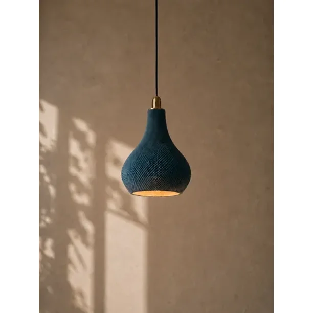 Lámpara Colgante de Techo SLVJE Indigo E27 Impresa en 3D Azul + Ampolleta