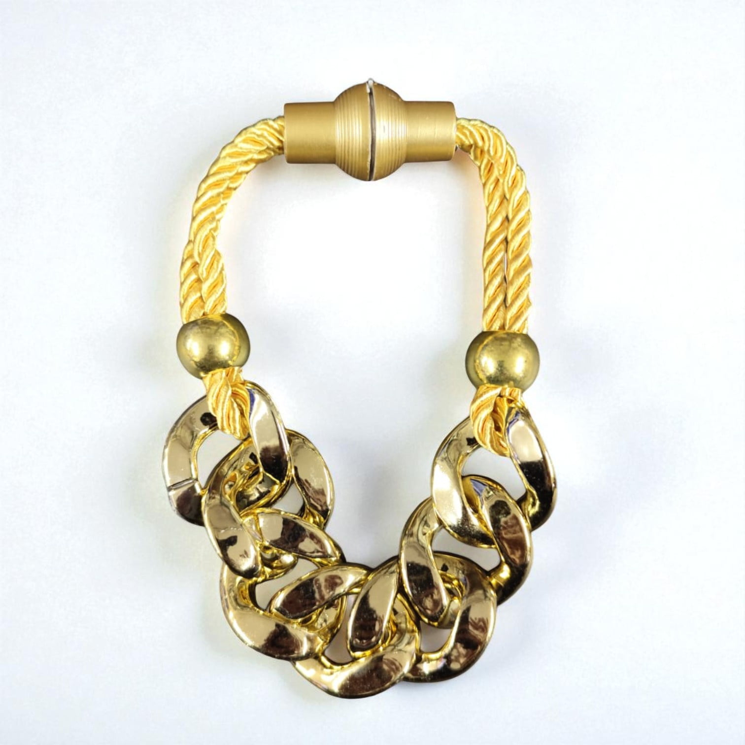 Pack De 02 Sujetadores Cadena Magnéticas Para Cortinas Dorado