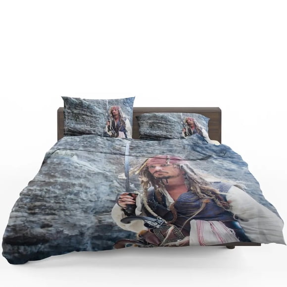 Jack Sparrow Pirates of the Caribbean On Stranger Tides Quilt Duvet Cover Set3-Piece Bedding Set
