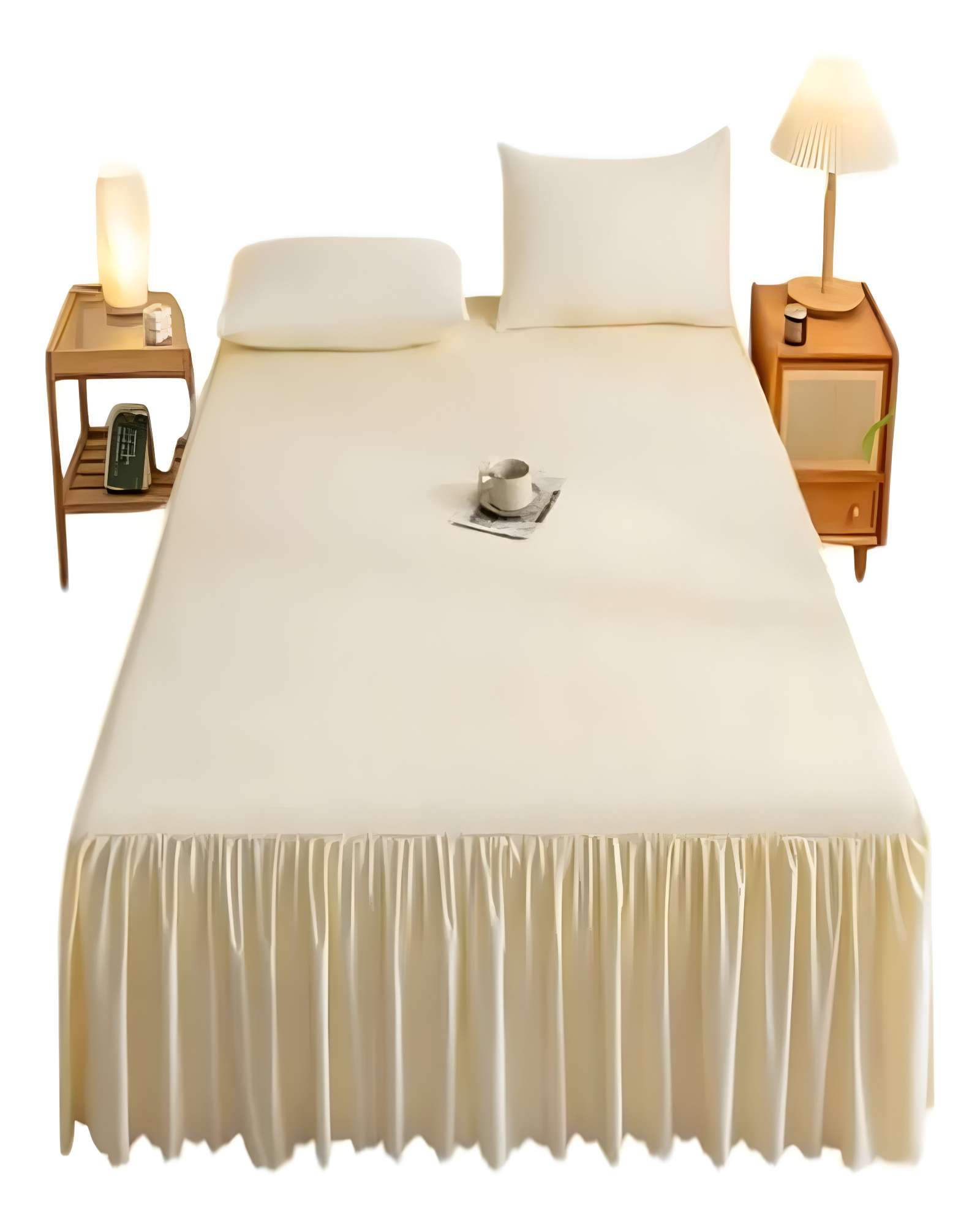 Genérico - Faldon De Cama Sin Funda Plaza Y Media Beige