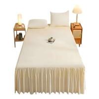 Genérico - Faldon De Cama Sin Funda Plaza Y Media Beige