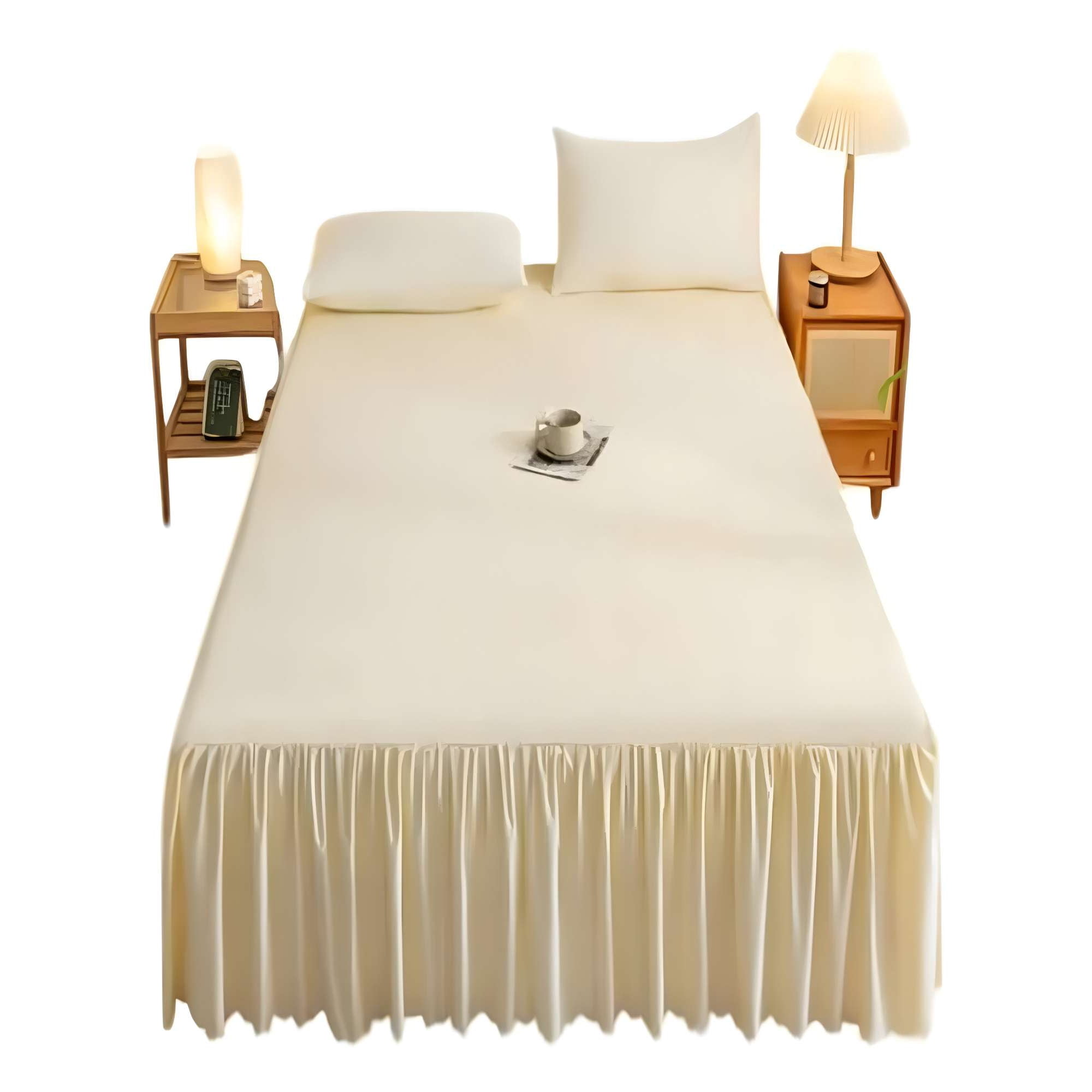 Genérico - Faldon De Cama Sin Funda King Beige