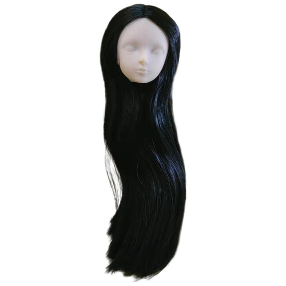 Accesorios de muñeca esculpir cabeza de niña a escala 1/ cabeza de muñeca de maquillaje de práctica larga/6 para niñas regalos 30cm decoración BJ cabello lacio negro