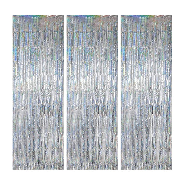 Paquete de 3 cortinas con flecos para decoración de fiestas, bodas, graduaciones, cumpleaños, Navidad, eventos, fiestas, suministros de 1 x 2 m