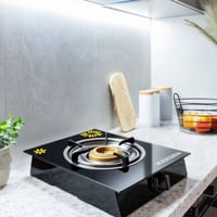 Line - Cocina Encimera A Gas Licuado Vidrio 1 Plato Cocinilla Negro