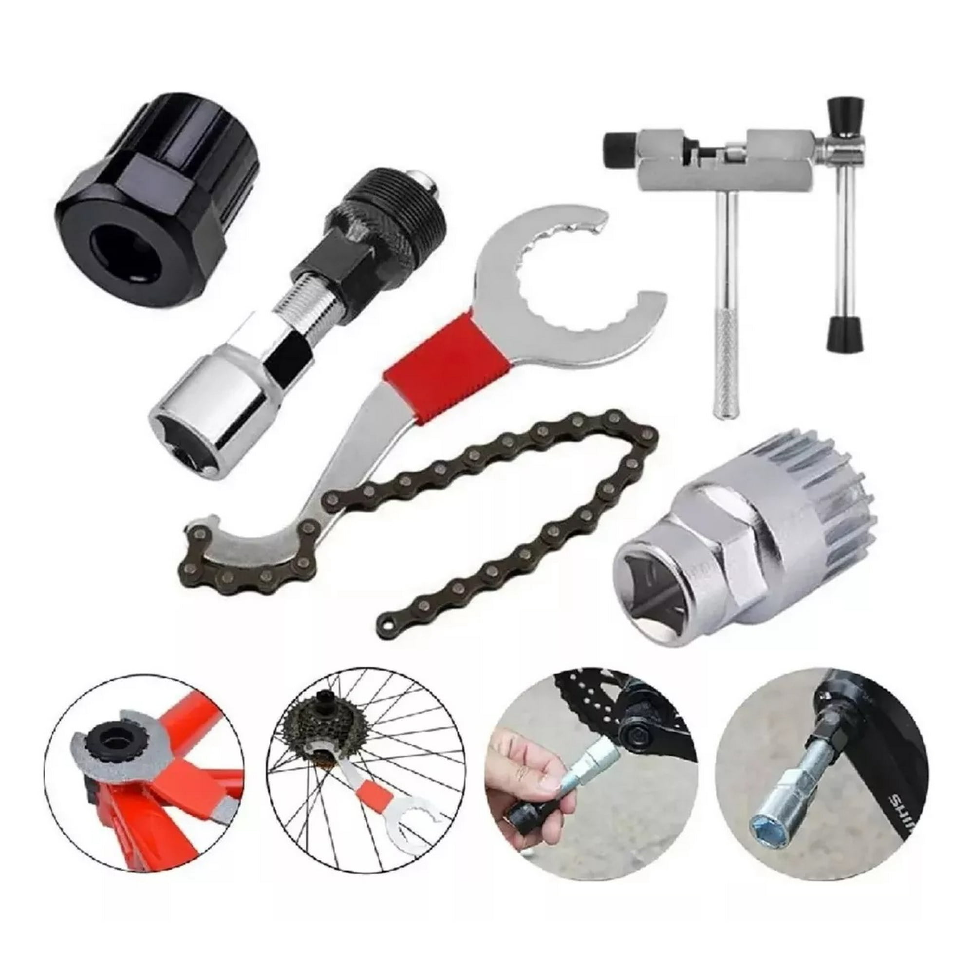 Genérico - Kit Corta Cadena Herramientas Bici Extractor Llave Biela