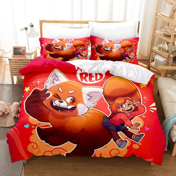 Turning Red Meimei Panda With Pillowcase Duvet Cover Set Bedding Full Cute Printed Cartoon Quilt Cover 100% Polyester Home