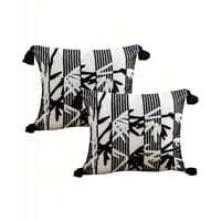 Genérico - Juego De 2 Fundas De Cojin 45Cmx45Cm Blanco Con Negro