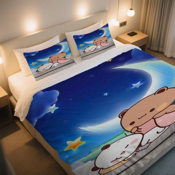 Bear And Panda Duvet Cover Set for Easter Includes a Duvet Cover And Two Pillowcases