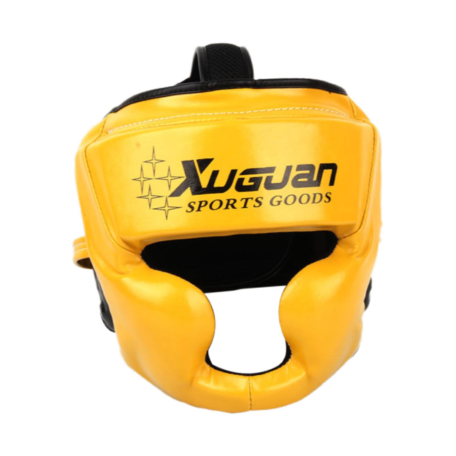 Magideal - Boxing Tartngear Guard Cómodo Cubierta De Entrenamiento De Cobertura Completa Ajustable Cubierta De La Cara Para Kickboxing Sanda Mma Wrestling Amarillo