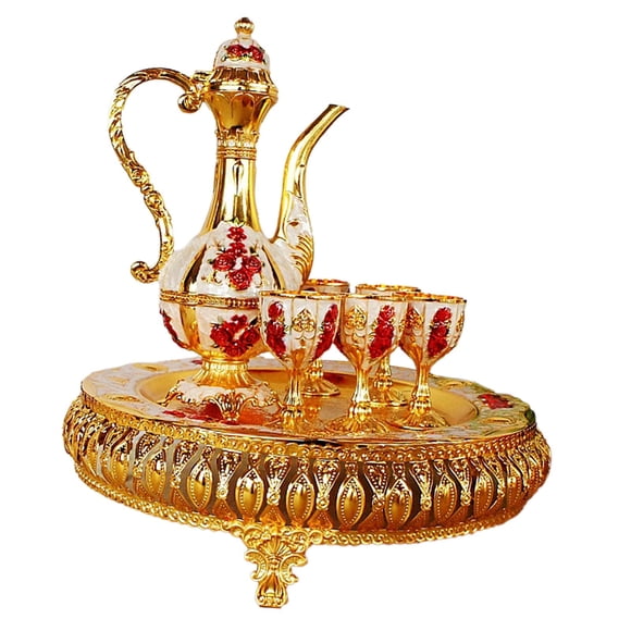 Juego De Cafetera Con Tazas Para Beber, Juego De Servicio De Té Para Decoración De Bodas Y Fiestas, Color Rojo áureo