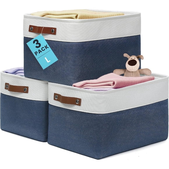 OrganiHaus Canastos de Almacenamiento de Lona 3 Pack, Grandes