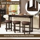 thumbnail image 2 of 4 Piece Bar Table Set with3 PU Upholstered Bar Stools, Breakfast Table with 3 Padded Stools Solid Wood Counter Height Dining Table Set for Living Room, Dining Room. Espresso, 2 of 3