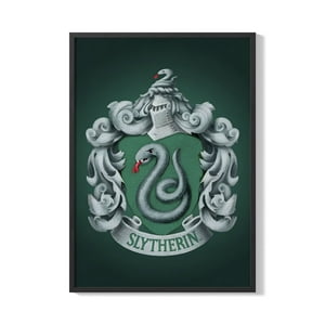 Creango - Cuadro Poster Enmarcado Slytherin Escudo Decorativo