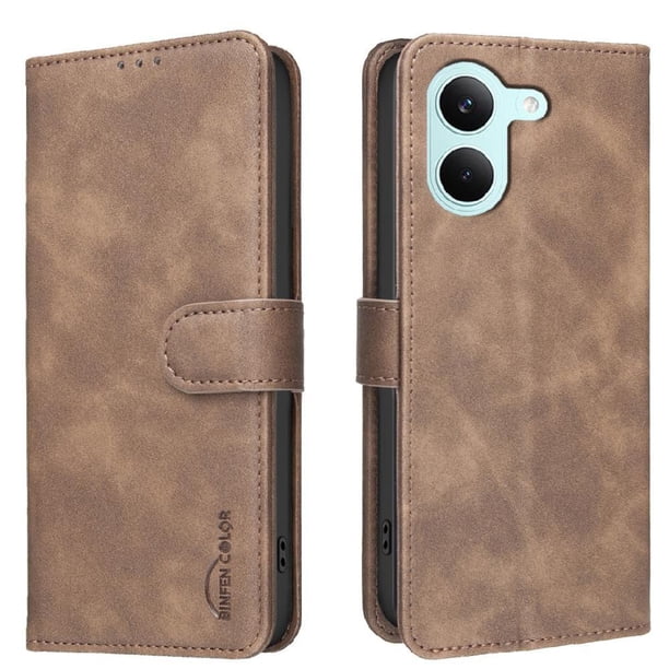 Funda Billetera para Xiaomi Redmi Tubo5 Protección RFID y Soporte Ajustable Marrón
