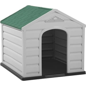 Rimax - Casa Para Perro Pequeña Gris Hielo - Techo Verde 68X61X58,5Cm Verde Unico