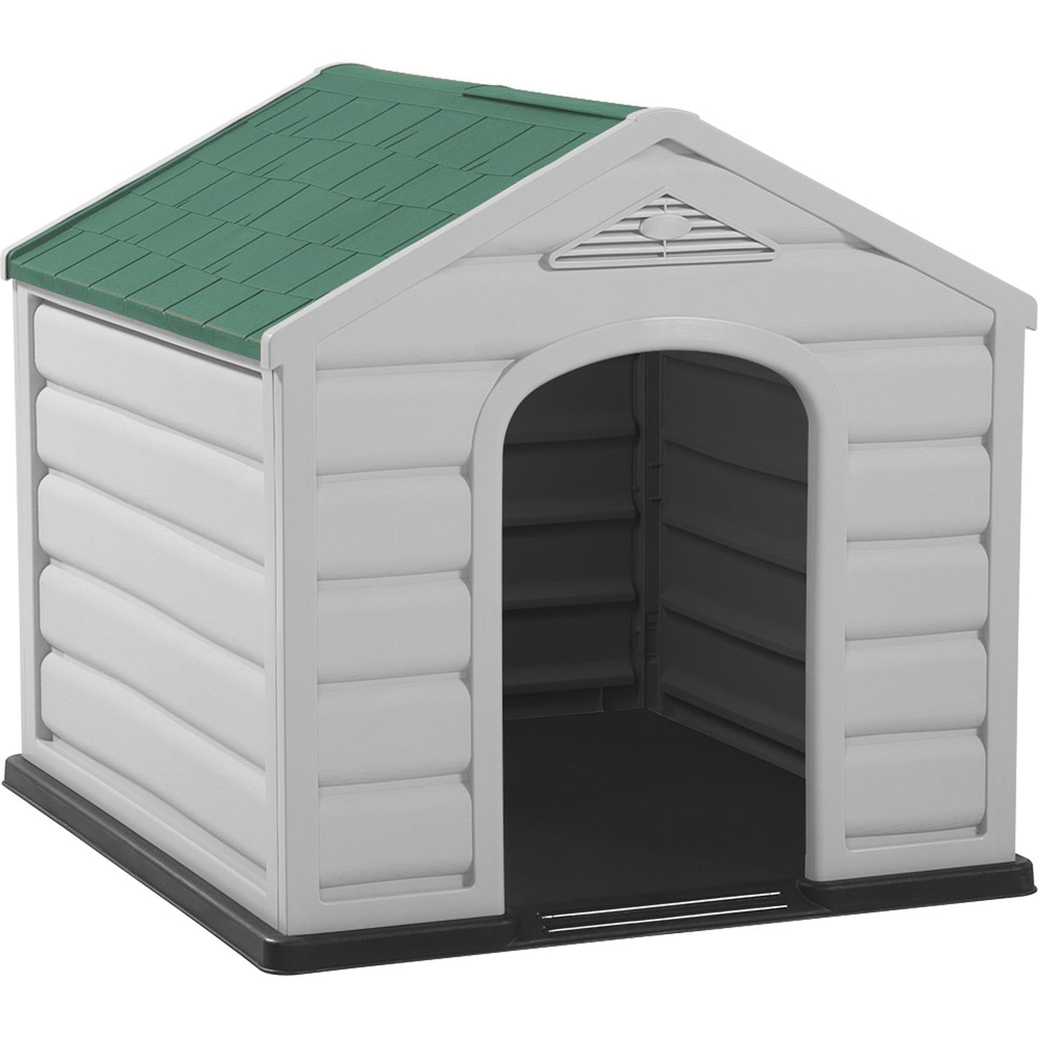Rimax - Casa Para Perro Pequeña Gris Hielo - Techo Verde 68x61x58,5cm Verde Unico