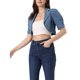 thumbnail image 4 of INSPIRE CHIC Chaqueta de Jean de Mujer Recortada con Manga Corta y Solapa M Azul, 4 of 6