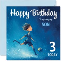 Tarjeta De Cumpleaños Stuff4 Con Temática De Fútbol Para Niños Con Diseño De Tercer Cumpleaños