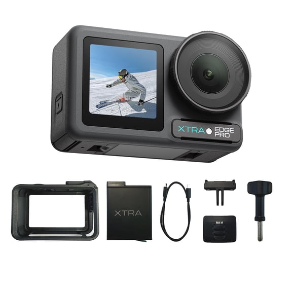 Cámara de acción Xtra Edge Pro 4K para vlogs, 65 pies, resistente al agua