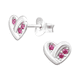 thumbnail image 2 of Pendientes de plata con forma de corazón y cristal, 2 of 2