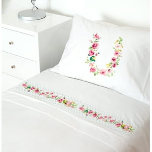 Tuyo Print - Juego De Sábanas 1,5 Pl Letras Vintage U