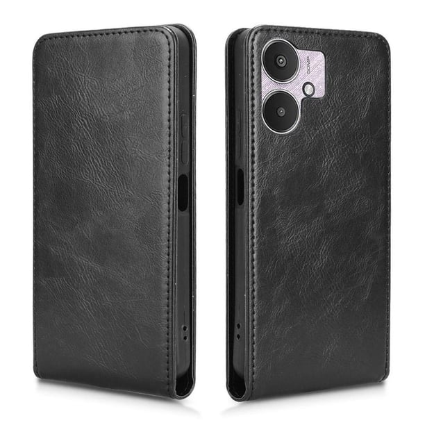 Funda tipo folio para Xiaomi Redmi 13R con soporte magnético y protección para la cámara Negro