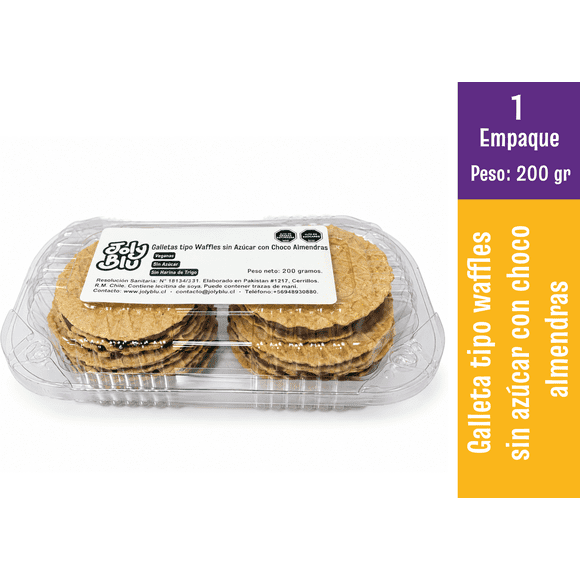 Galleta tipo waffles sin azúcar con choco almendras