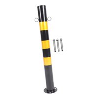 Magideal - Poste De Seguridad Para Estacionamiento, Bolardo Protector De Metal De 30 Pies De Alto, Accesorio Resistente, Negro Y Amarillo, Para Estacionamientos, Anillo Doble