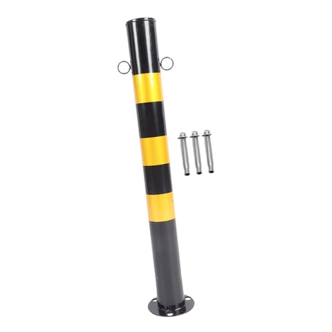 Magideal - Poste De Seguridad Para Estacionamiento, Bolardo Protector De Metal De 30 Pies De Alto, Accesorio Resistente, Negro Y Amarillo, Para Estacionamientos, Anillo Doble
