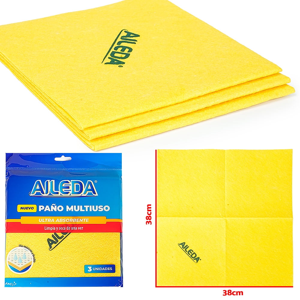 Paño De Limpieza Aileda Paño Amarillo 3 U Multiuso Paño 38x38cm
