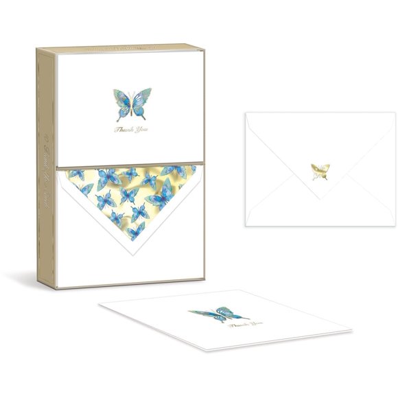 Tarjetas de agradecimiento Punch Studio 14 x 11 cm con mariposa – Pack de 10