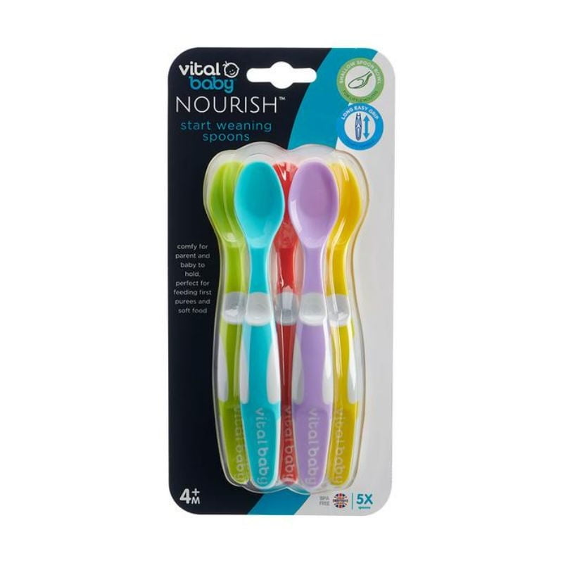Vitalbaby - Utensilio Para Alimentación Pack Cucharas Desteté Verde Morado Celeste Rojo Amarillo