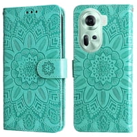 Funda Tipo Cartera Foxdock Para Oppo Reno 11 5G , Diseño Girasol En Relieve, Cuero Pu, Cierre Magnético, Soporte Y Tarjetero