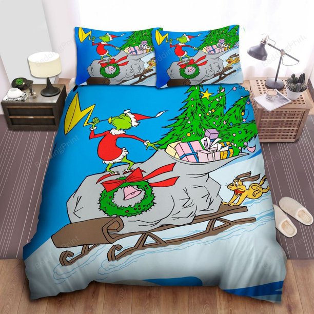 Grinch Steal Christmas Gift Bed Cover Duvet Cover Set Bedding Set3-Piece Bedding Set (1 Duvet Cover + 2 Pillow Shams)