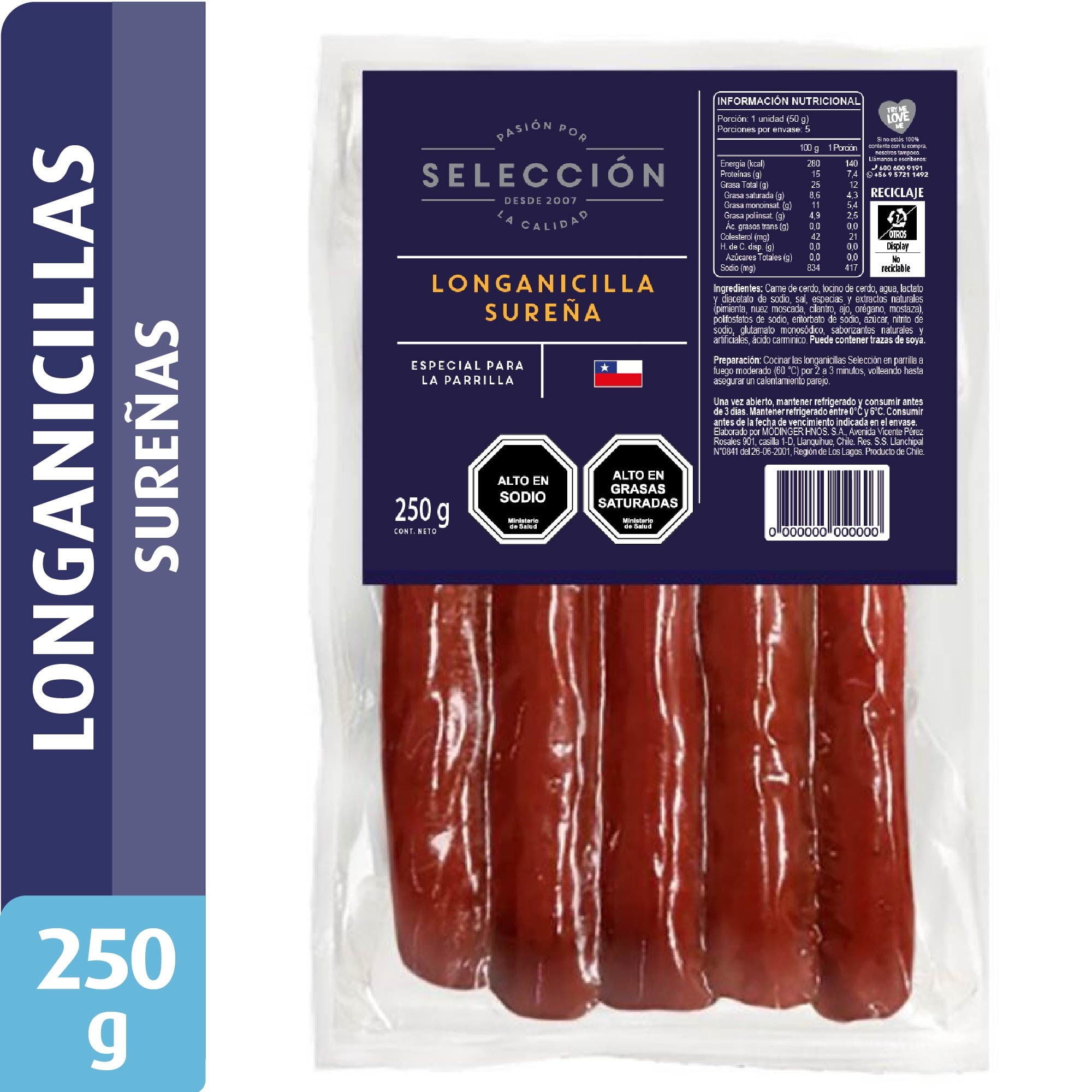 Longanicilla Sureña Para Parrilla 5 Un 250 g Selección