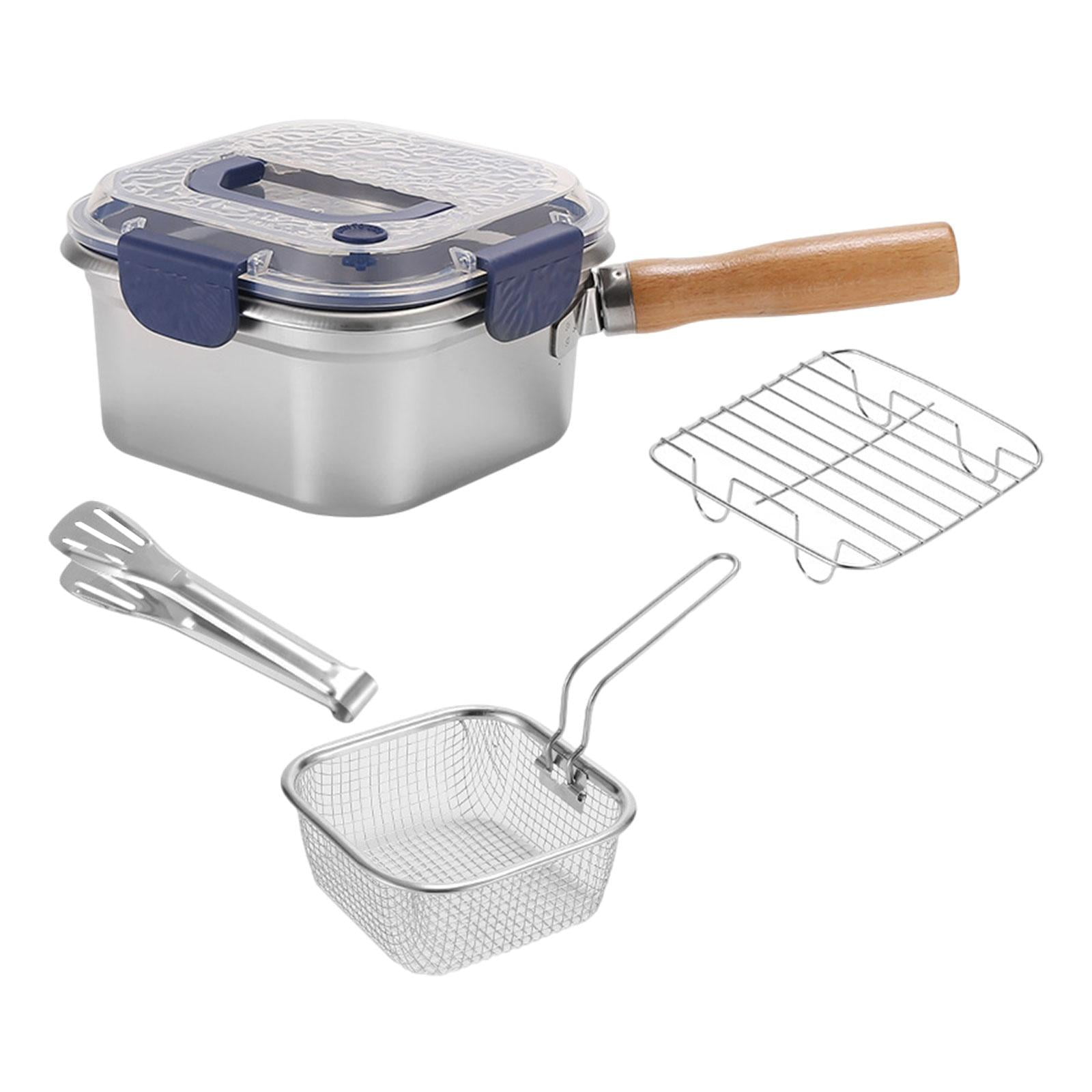 Magideal - 5 Piezas Olla Freidora Compacta Con Cesta Para Freír Sartén De Acero Inoxidable Juego De Utensilios De Cocina Adecuado Para Espacios Pequeños Y Viajes Azul